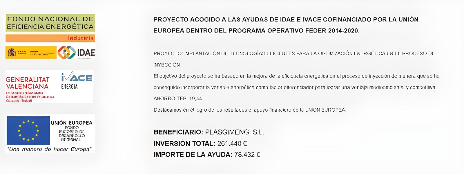 Subvención Fondo Nacional de Eficiencia Energética - Plasgimeng