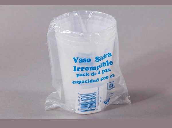 Vaso Plástico Inyectado SIDRA IRROMPIBLE 4 unidades por pack